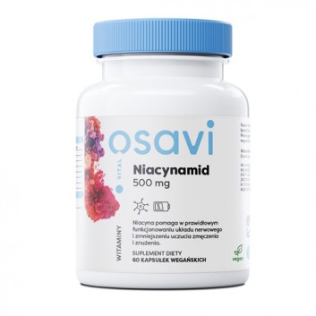 Niacynamid 500 mg, 60 vegan kaps., cena, wskazania, właściwości