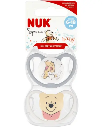 NUK smoczek uspokajający silikonowy 6-18 m Space Disney Kubuś Puchatek 2 sztuki [1073694] zdjęcie