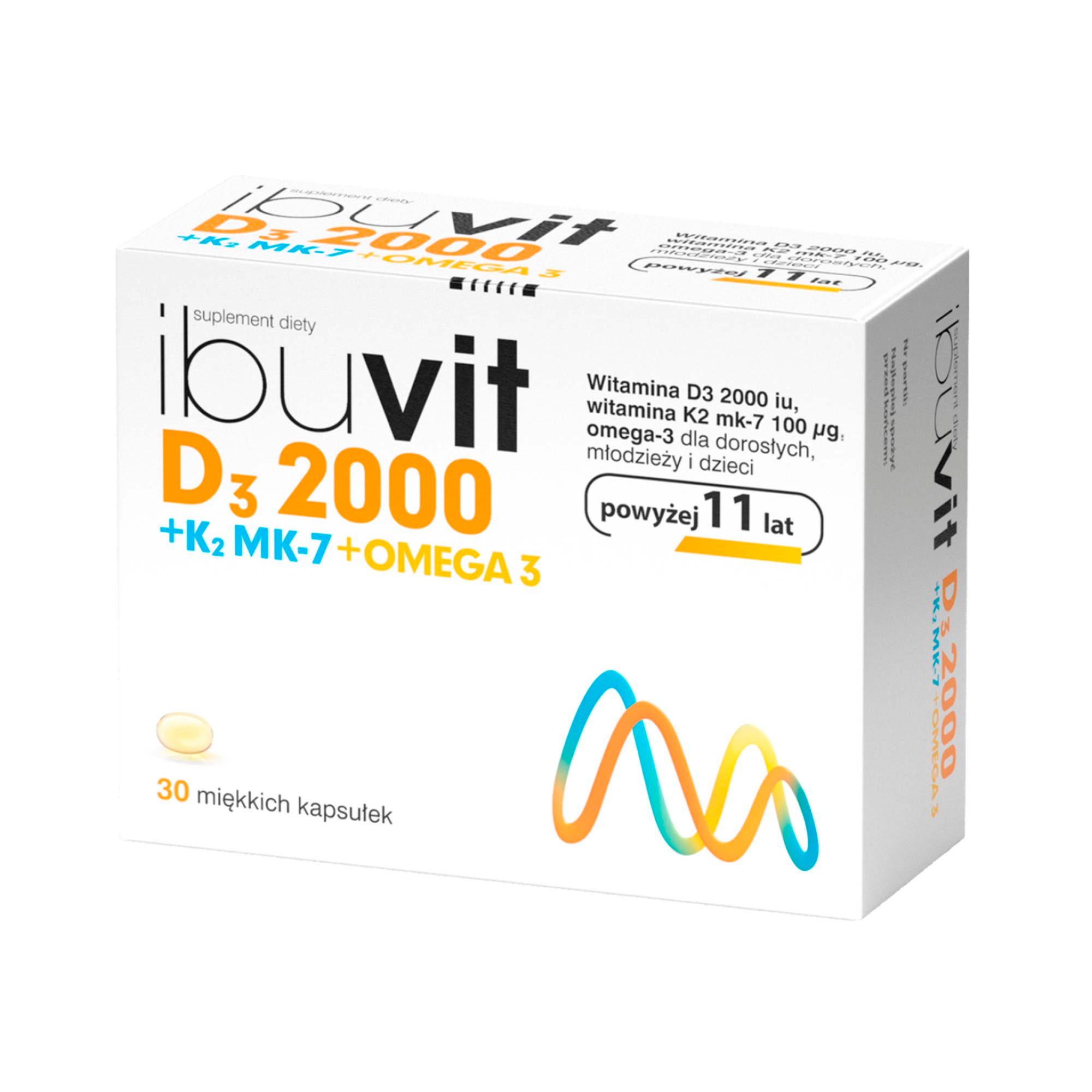 IbuVit D3 + K2 MK-7 2000 Omega-3 witamina D3 dla dorosłych 30 kapsułek