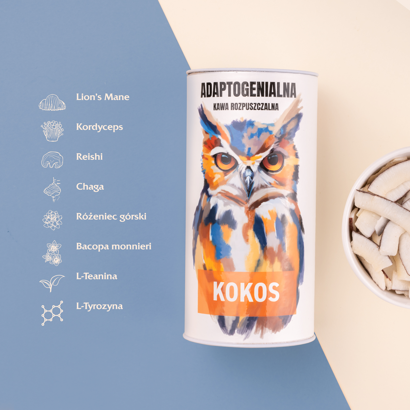 Adaptogenialna kawa rozpuszczalna kokos, 100 g