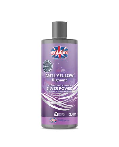 Ronney Professional Shampoo Silver Power Anti-Yellow Pigment Szampon do włosów blond rozjaśnianych i siwych No Yellow, 300 ml zdjęcie