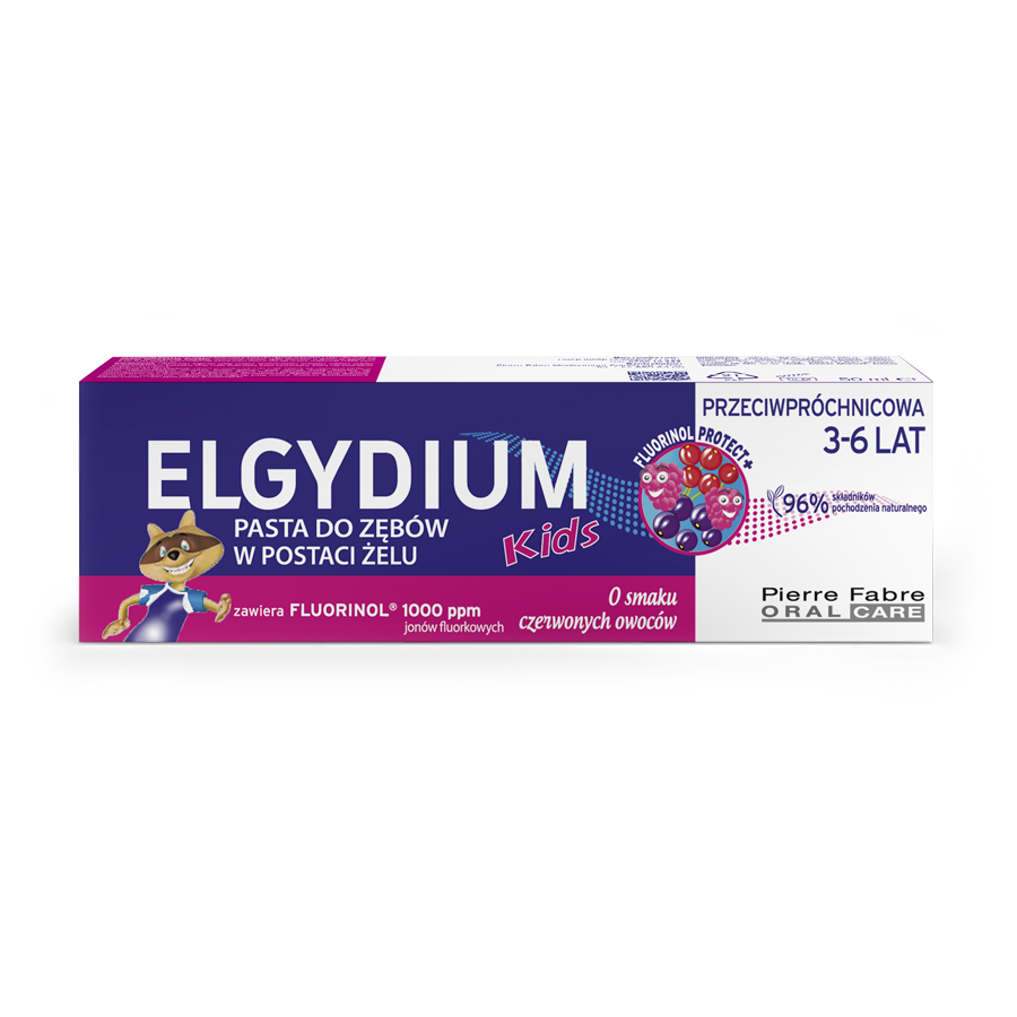 Elgydium Kids Fluorinol Protect+ pasta do zębów w postaci żelu o smaku czerwonych owoców 3-6 lat 50 ml zdjęcie