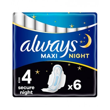 Always Ultra Secure Night Podpaski ze skrzydełkami, 6 sztuk