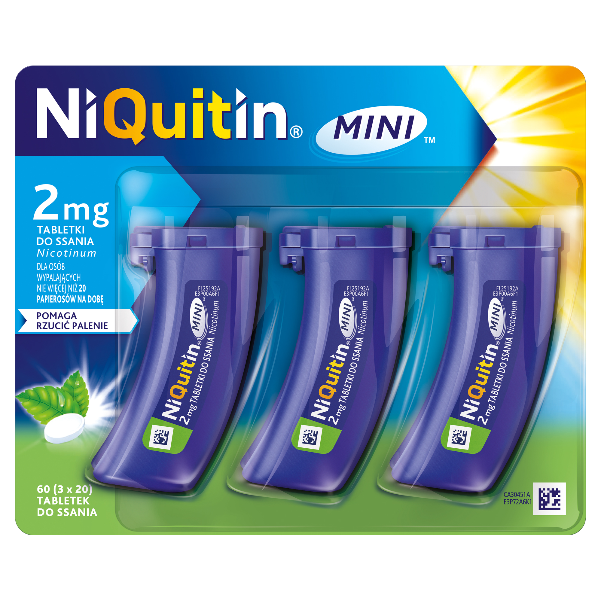 NiQuitin Mini 2 mg 60 tabletek do ssania (3x20 tabletek) zdjęcie