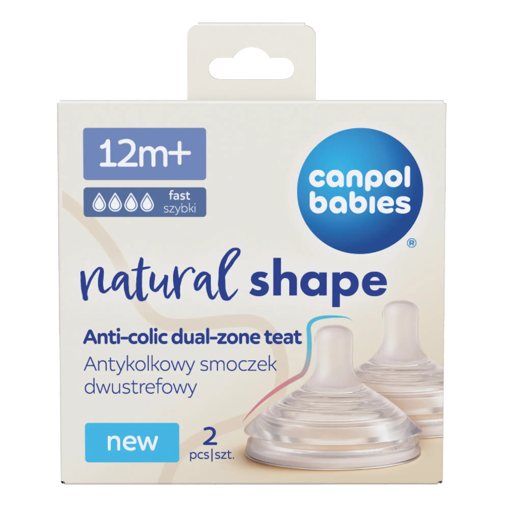 Canpol babies antykolkowy smoczek dwustrefowy Natural Shape 12m+ 21/753, 2 sztuki zdjęcie