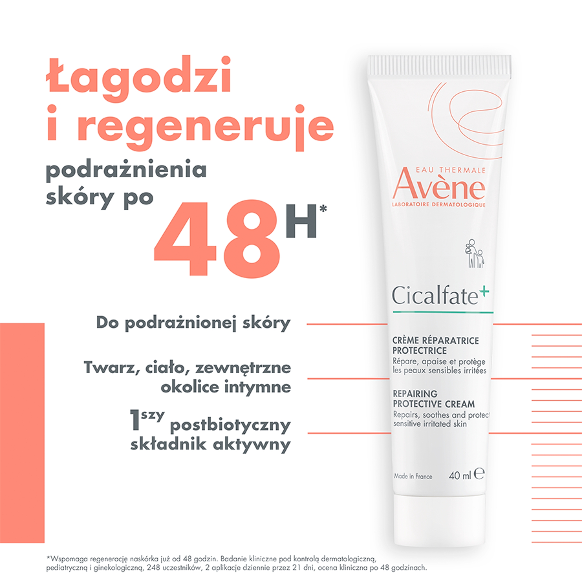 Avene, Cicalfate, Regenerujący krem ochronny, 40 ml
