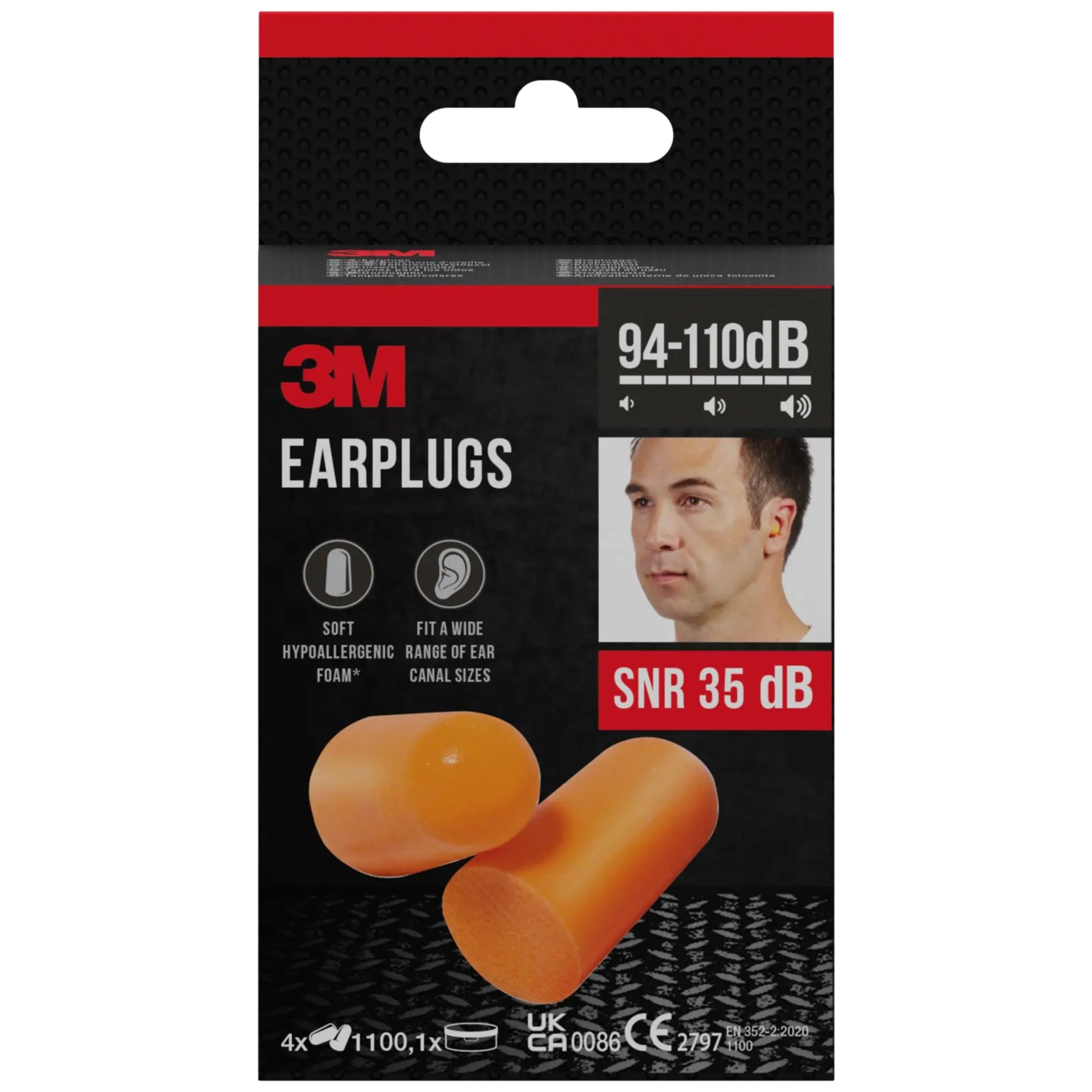 Wkładki przeciwhałasowe do uszu, jednorazowe, 3M EARPLUGS, 4 pary zdjęcie