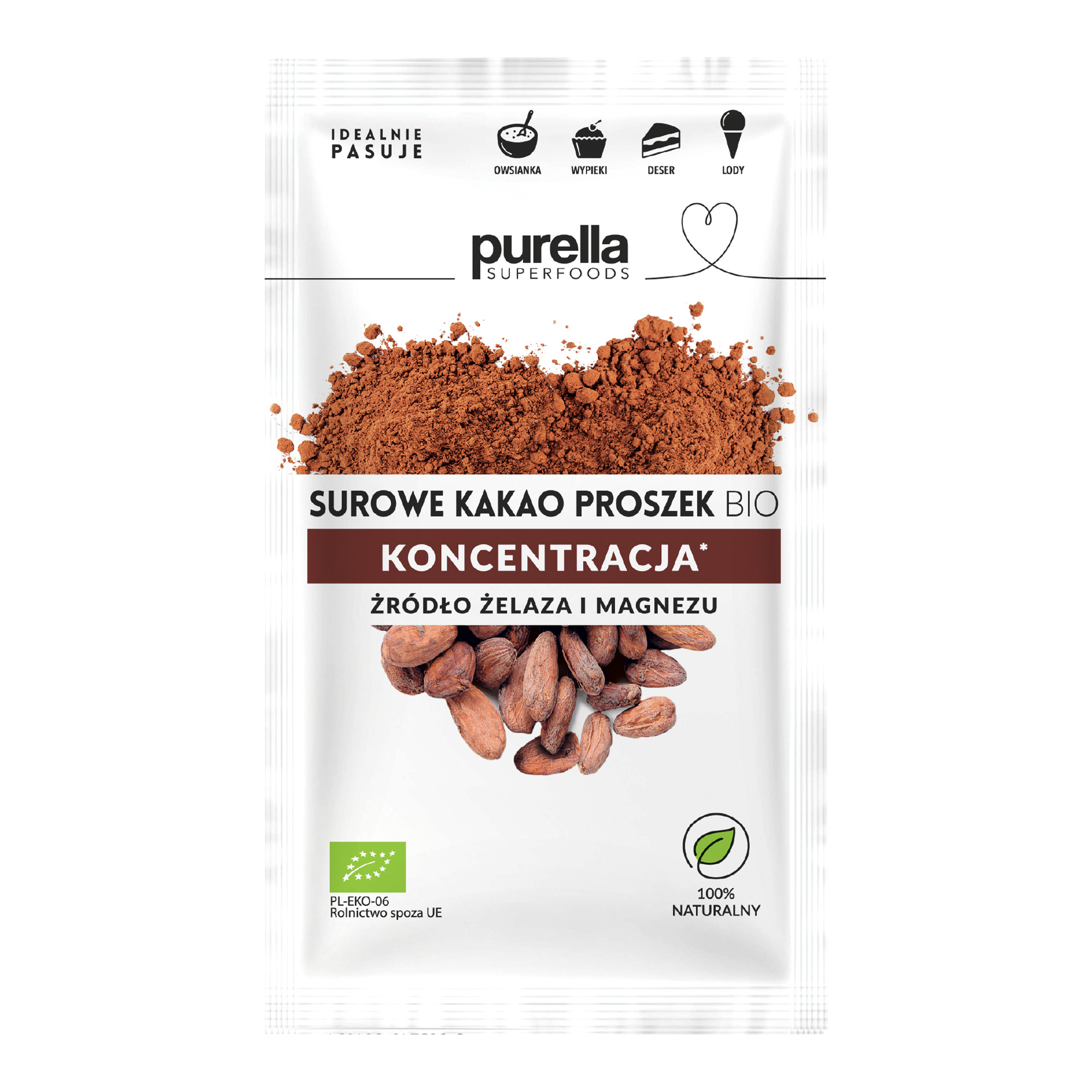 PURELLA Superfoods Surowe Kakao sproszkowane Bio, 40 g zdjęcie