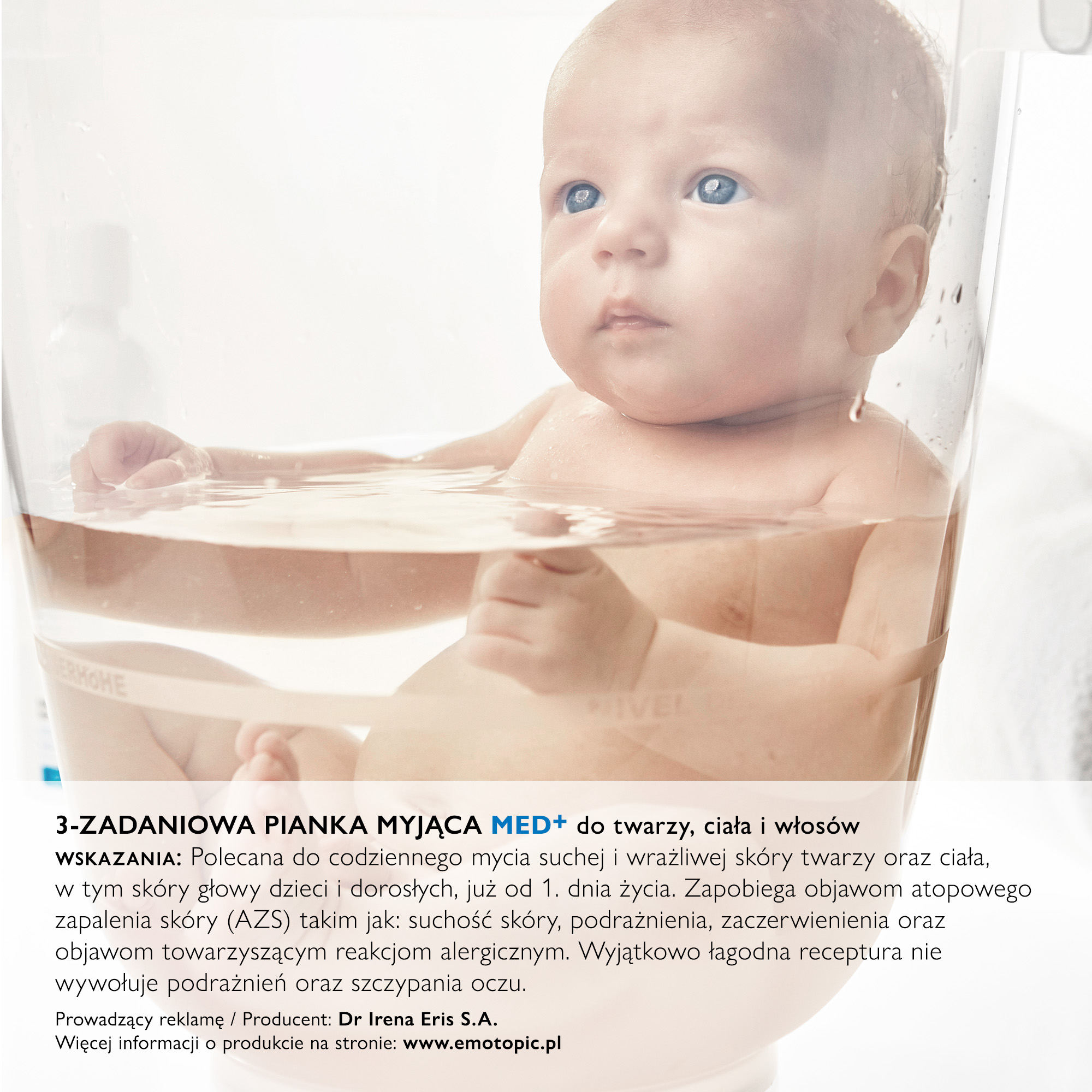 Emotopic 3-zadaniowa pianka myjąca do twarzy ciała i włosów 200 ml
