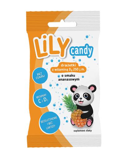 Lily Candy Drażetki z witaminą D3 250 j.m. o smaku ananasowym bez cukru bezglutenowe, 40 g, cena, opinie, właściwości zdjęcie