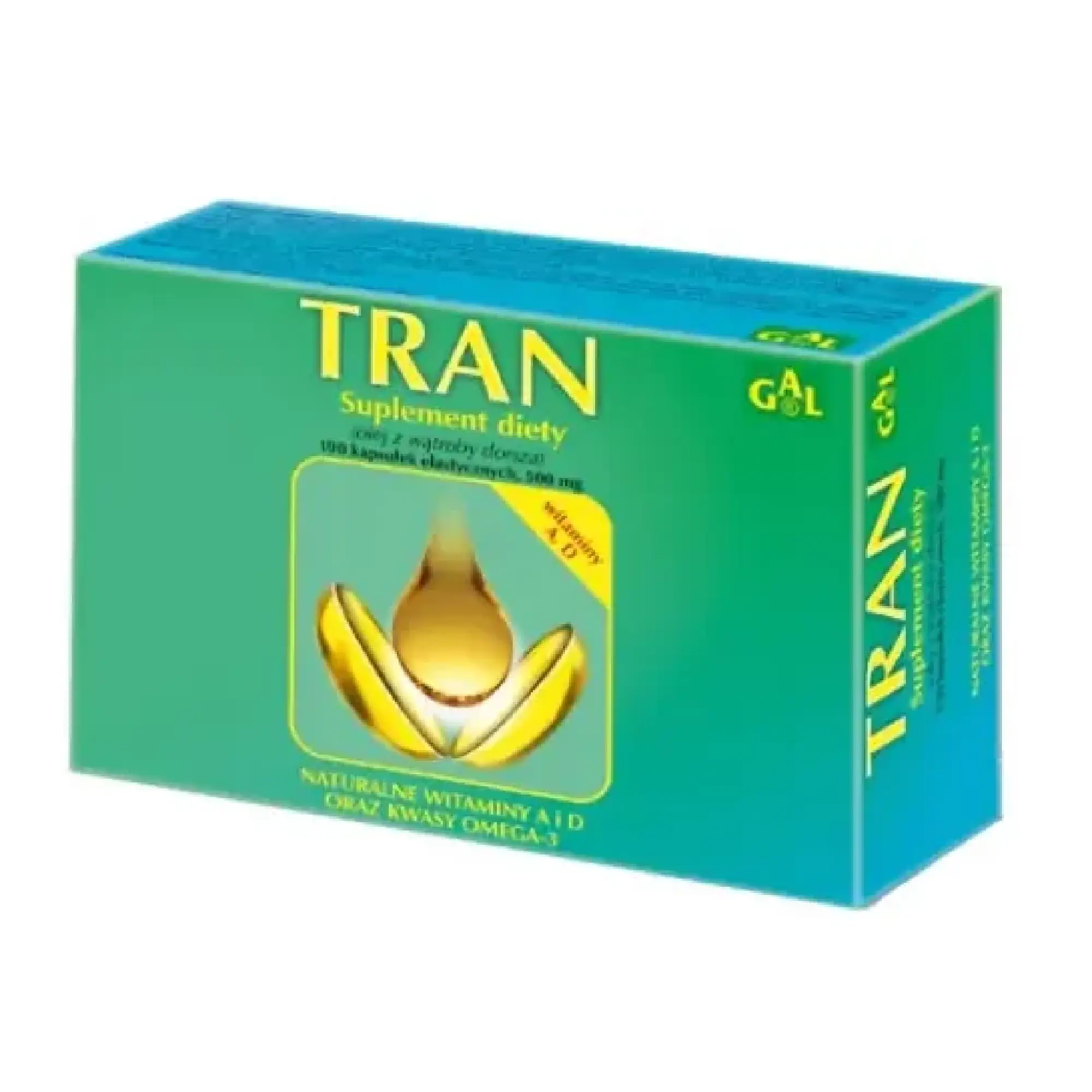 GAL tran z wątroby dorsza 500 mg, kapsułki, 100 sztuk zdjęcie