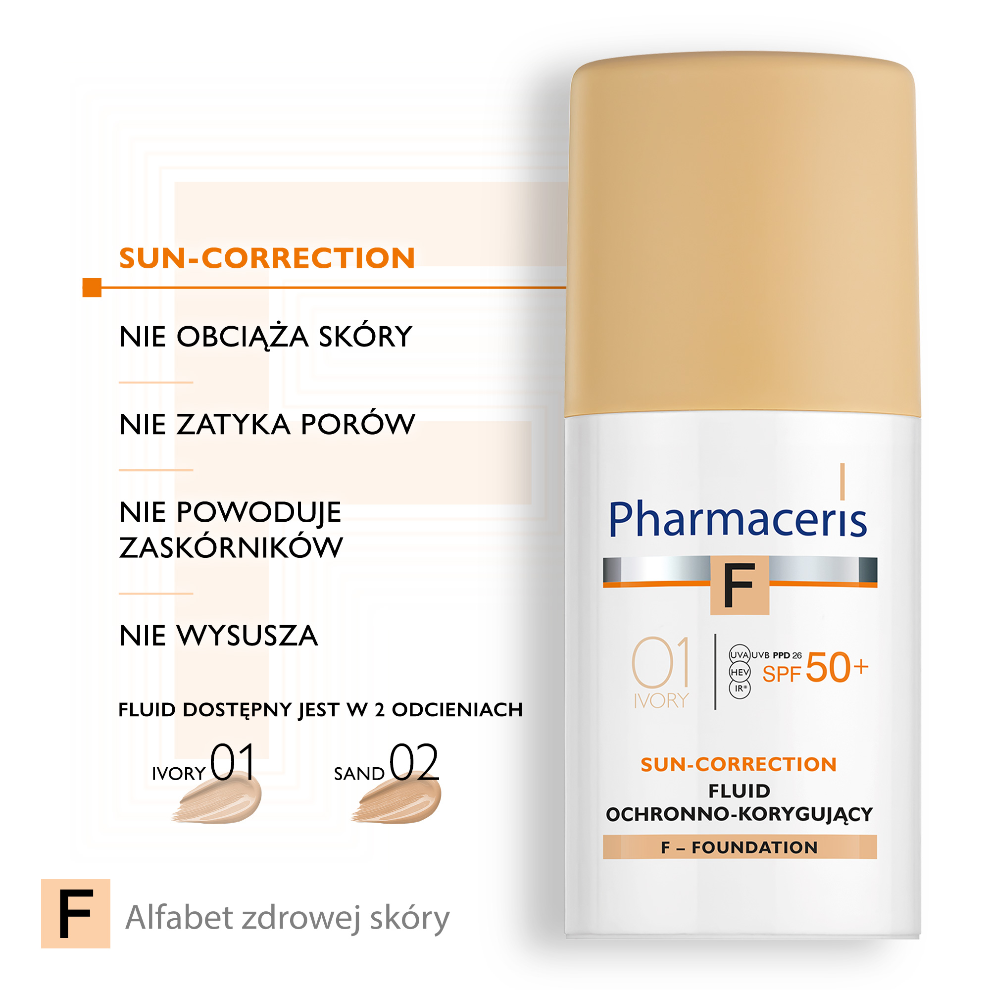 PHARMACERIS F Fluid ochronno-korygujący SPF50+ 01 ivory - 30 ml