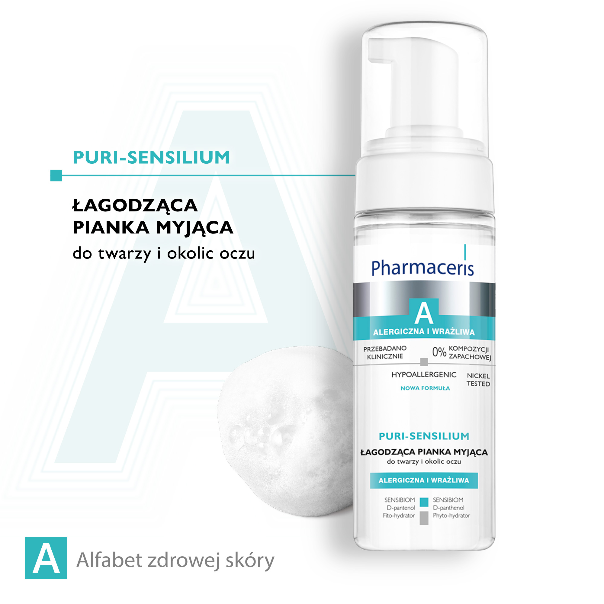 Pharmaceris A Puri-Sensilium, łagodząca pianka myjąca do twarzy i okolic oczu, 150 ml