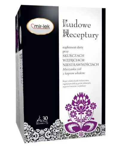 Ludowe Receptury przy skurczach wzdęciach niestrawnościach mieszanka ziół 30 saszetek zdjęcie