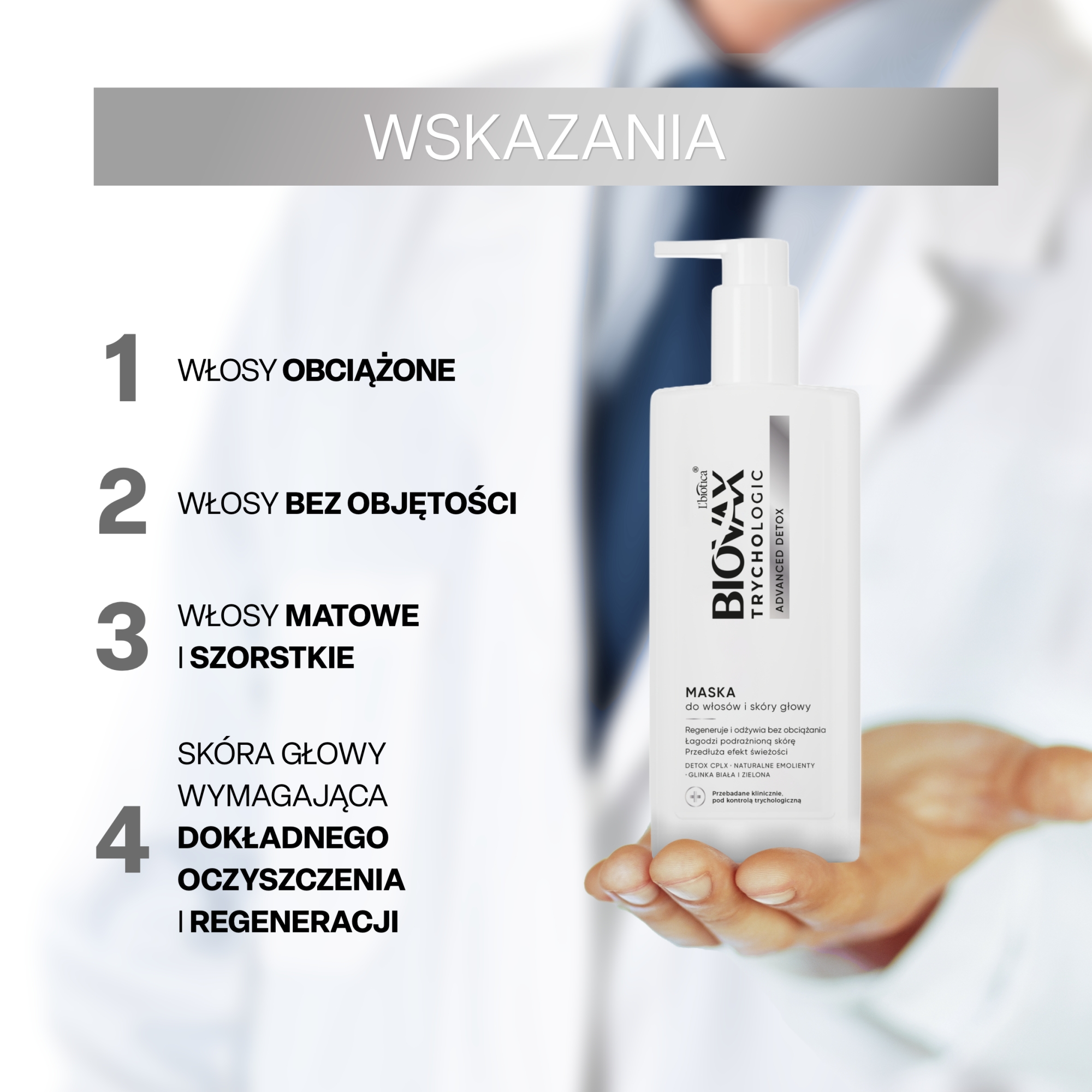 Biovax Trychologic Advanced Detox maska do włosów i skóry głowy, 200 ml
