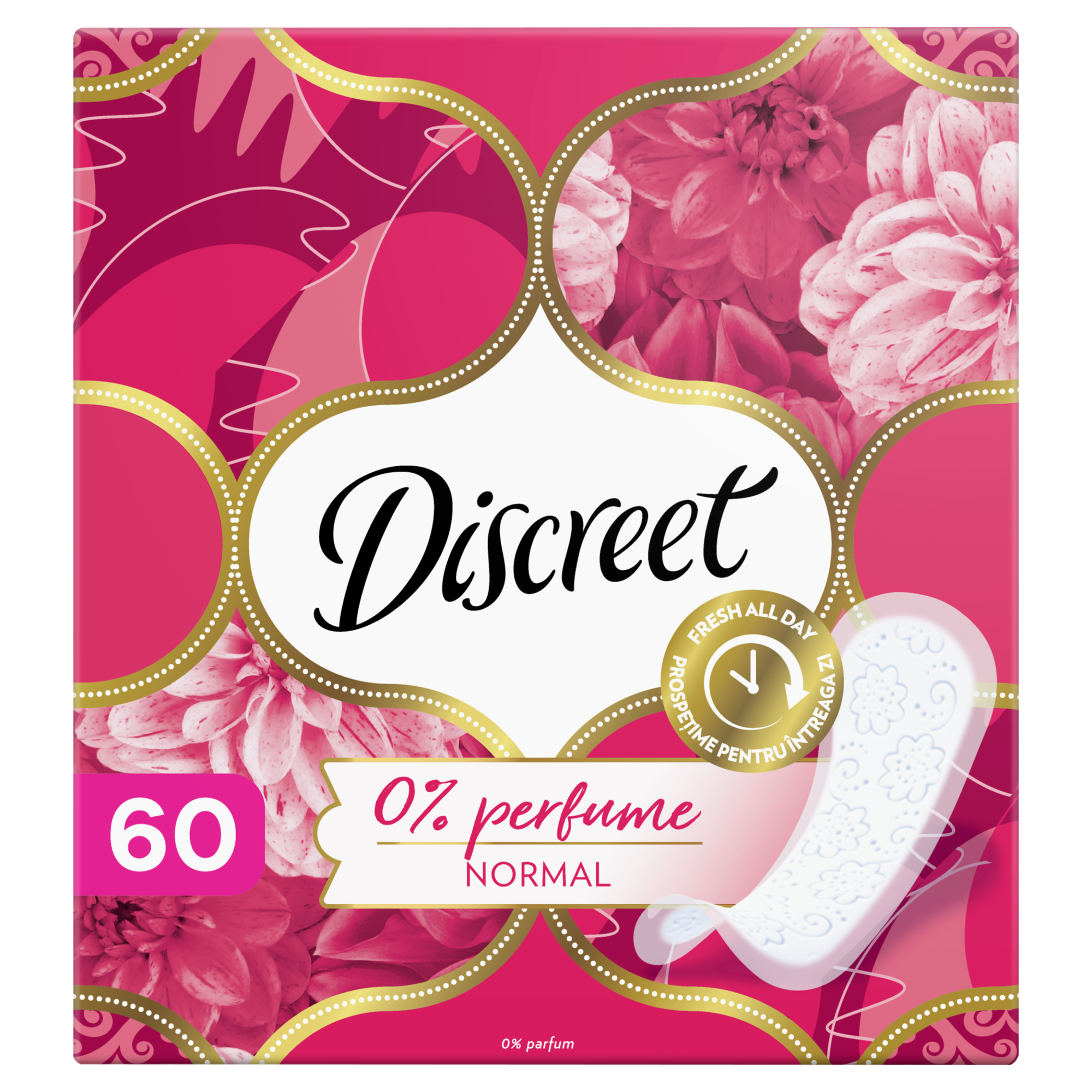 Discreet 0% Perfume Normal Wkładki higieniczne, 60 sztuk zdjęcie
