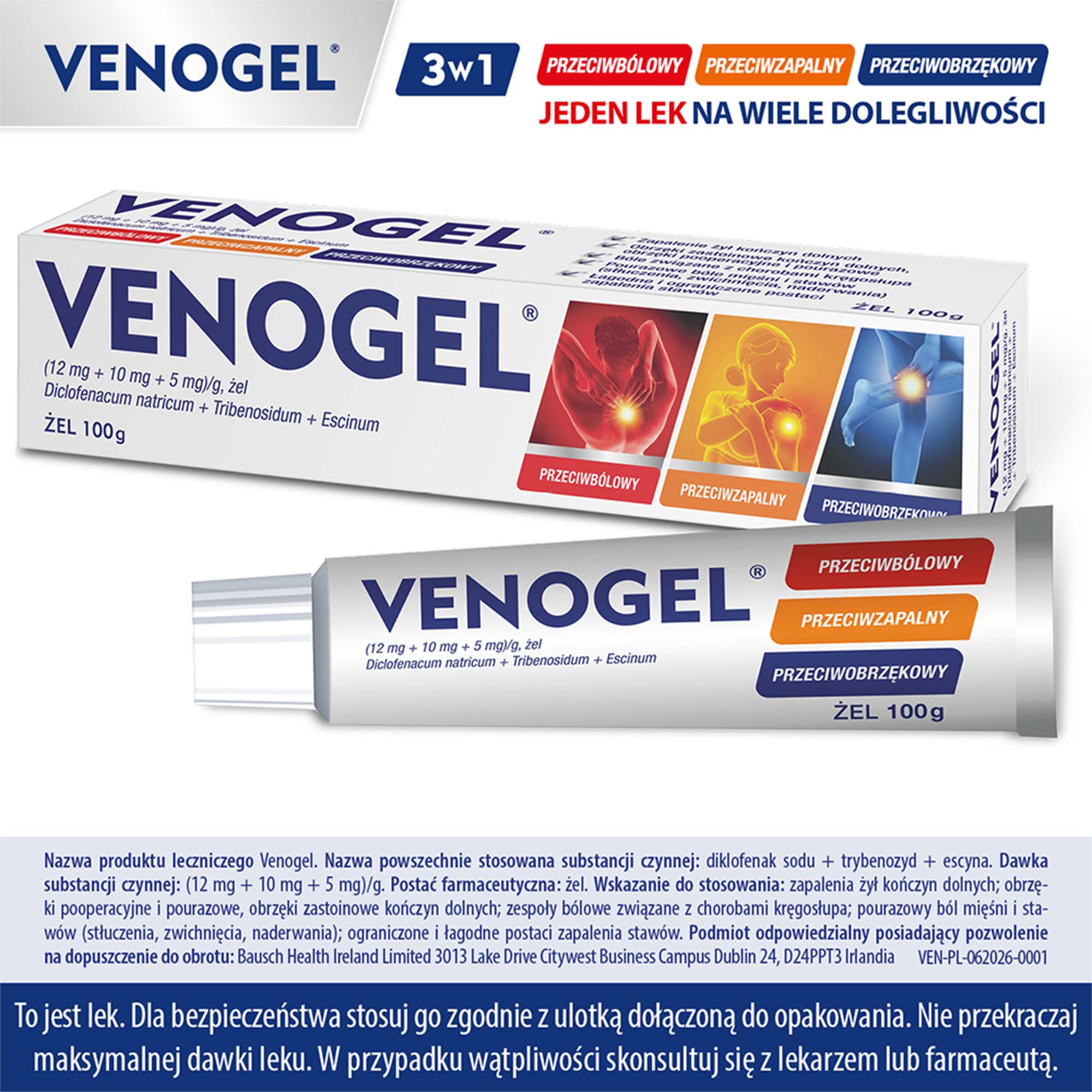 Venożel (12 mg + 10 mg + 5 mg)/g żel 100 g