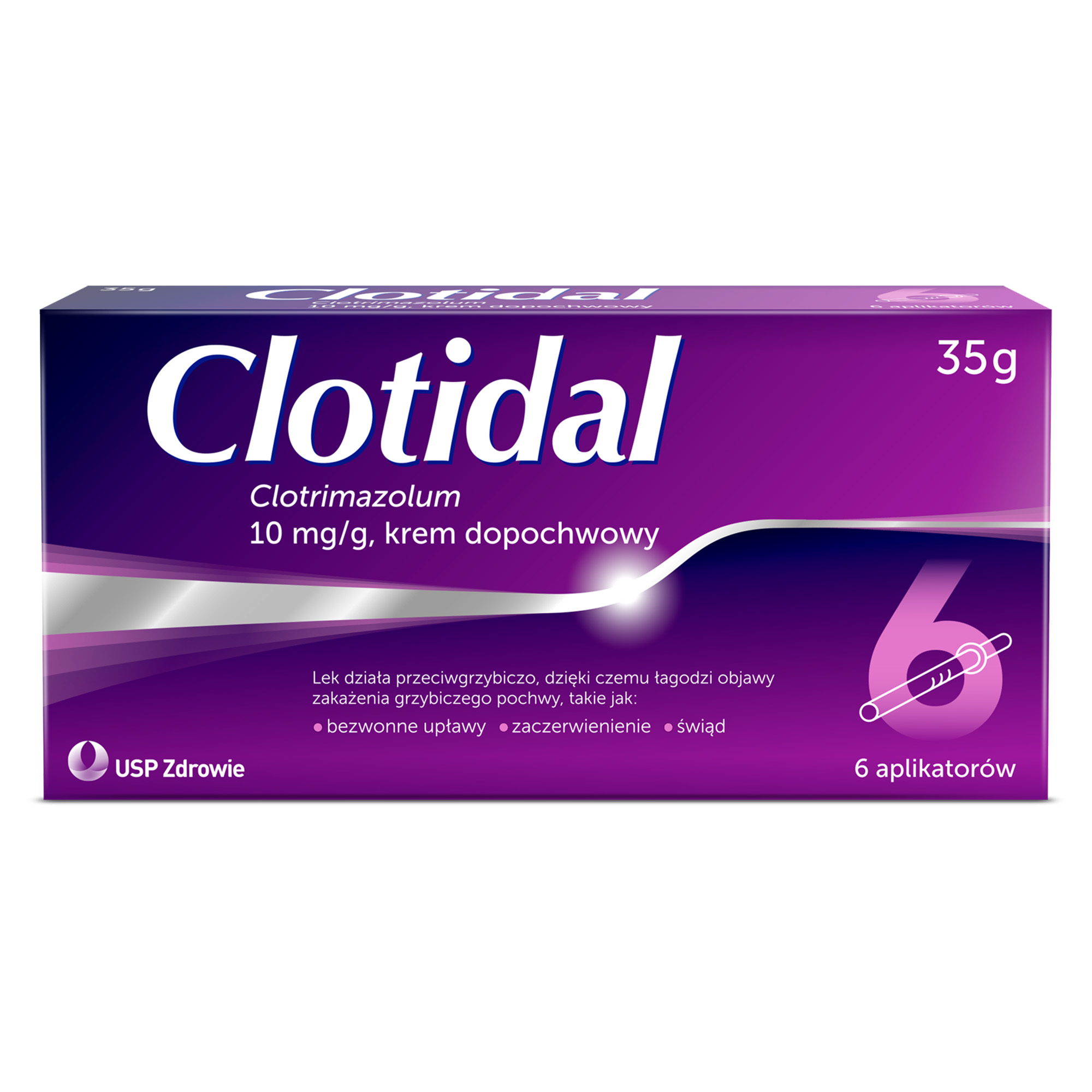 Clotidal, 10 mg/g, krem dopochwowy, 35 g + 6 aplikatorów