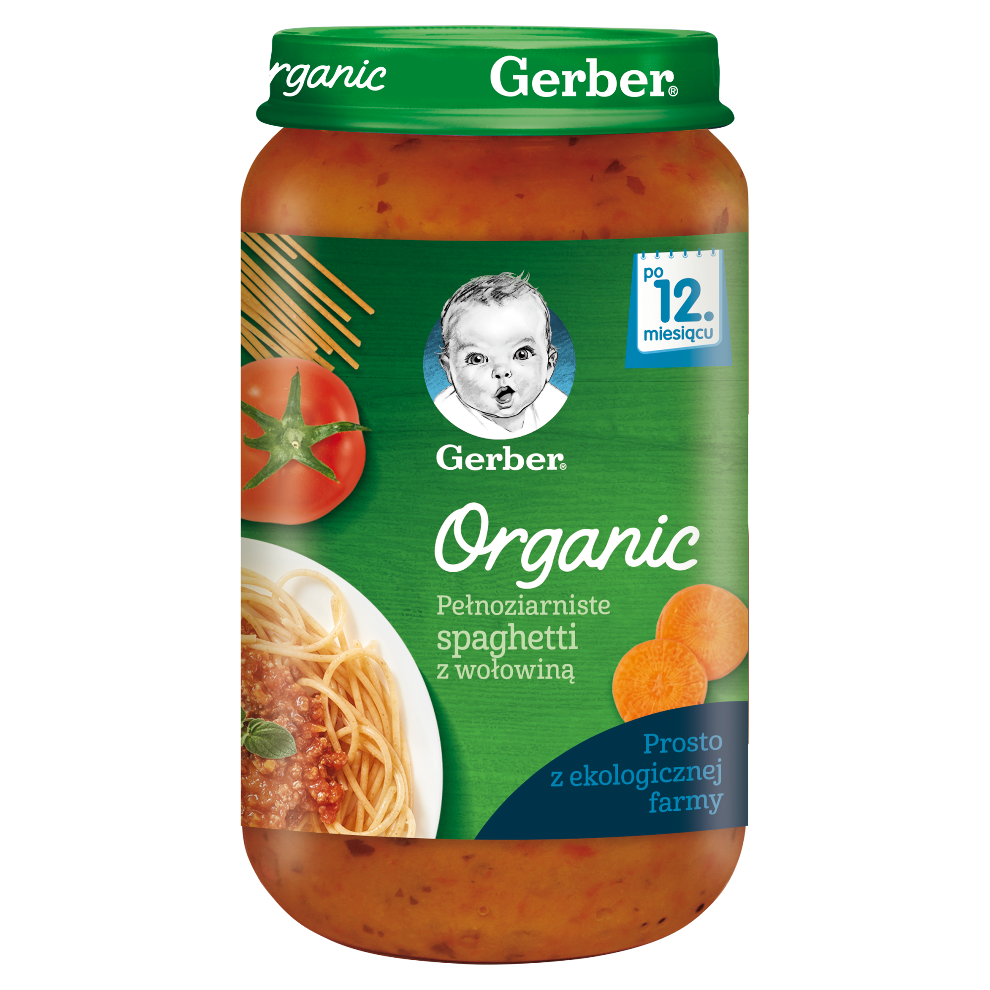 Gerber Organic Obiad pełnoziarniste Spaghetti z wołowiną dla dzieci po 12. miesiącu, 250 g zdjęcie