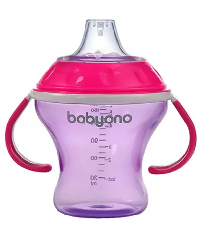 Babyono kubek niekapek z miękkim ustnikiem kolor różowy 180 ml [1456/02] zdjęcie
