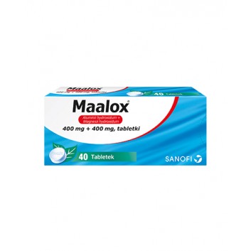 Maalox 400 mg + 400 mg, 40 tabletek do żucia lub ssania