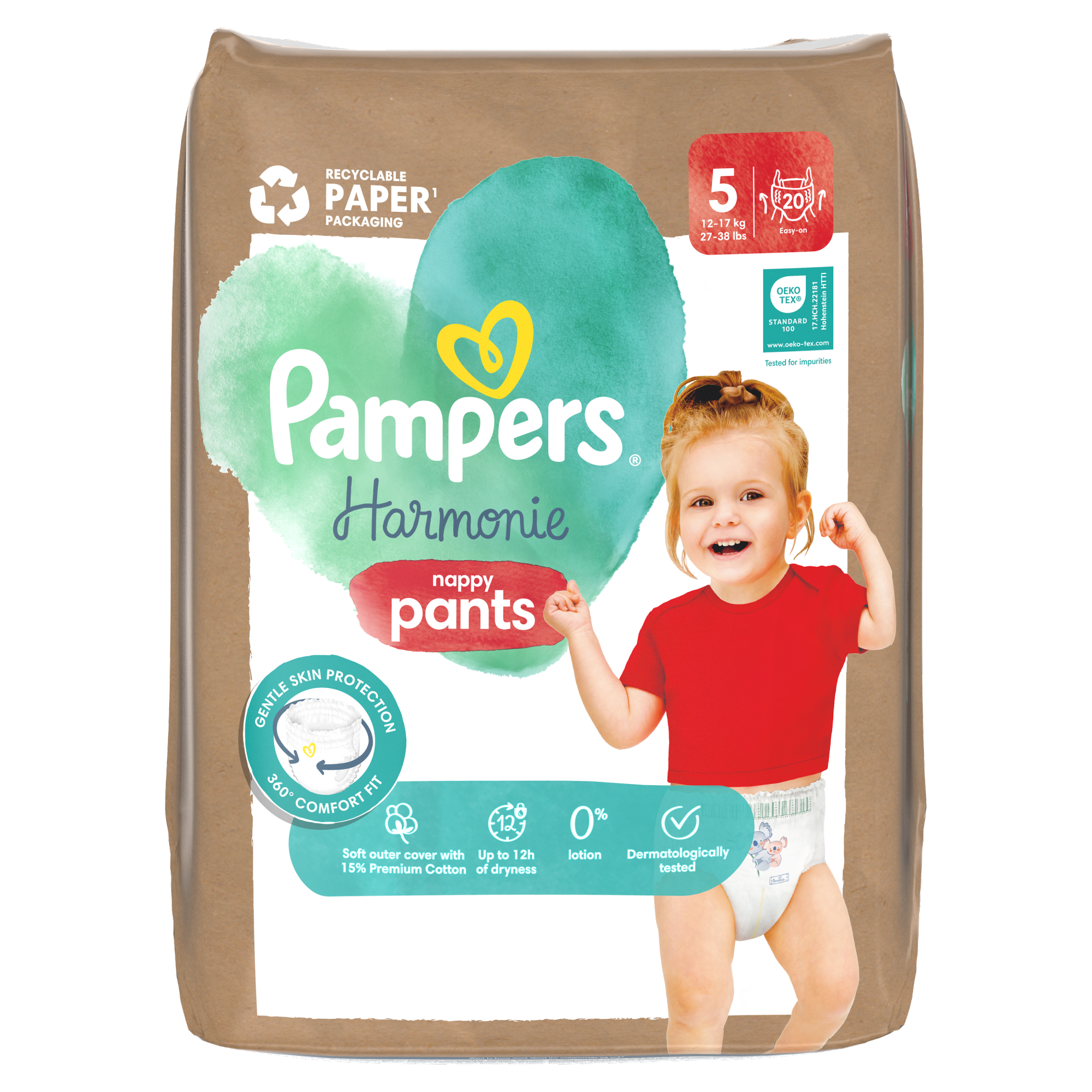 Pampers Harmonie Baby Pieluchomajtki, rozmiar 5 12kg-17kg, 20 sztuk zdjęcie