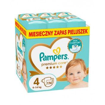 Pampers Premium Care, pieluchy rozmiar 4, 9-14 kg, 174 sztuki