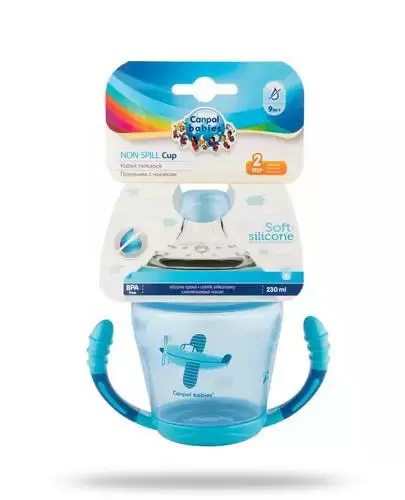 Canpol Babies kubek niekapek miękki silikonowy ustnik niebieski 230 ml [56/502_blu] zdjęcie