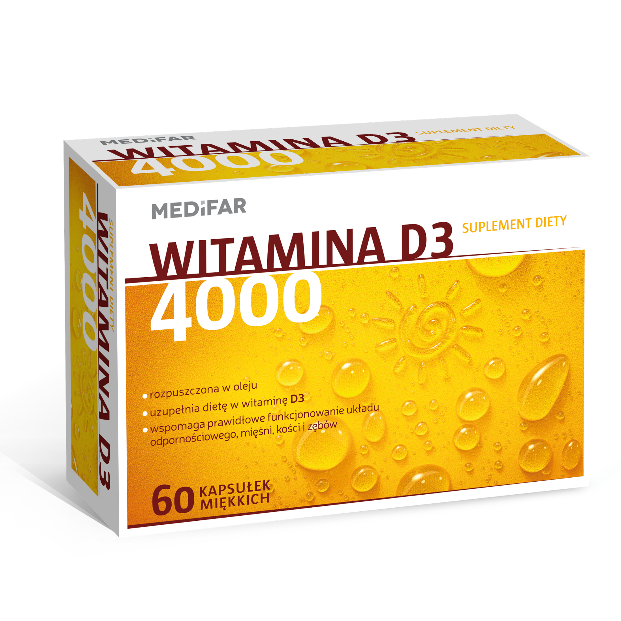 MediFar, Witamina D3 4000 j.m., kapsułki, 60 sztuk zdjęcie