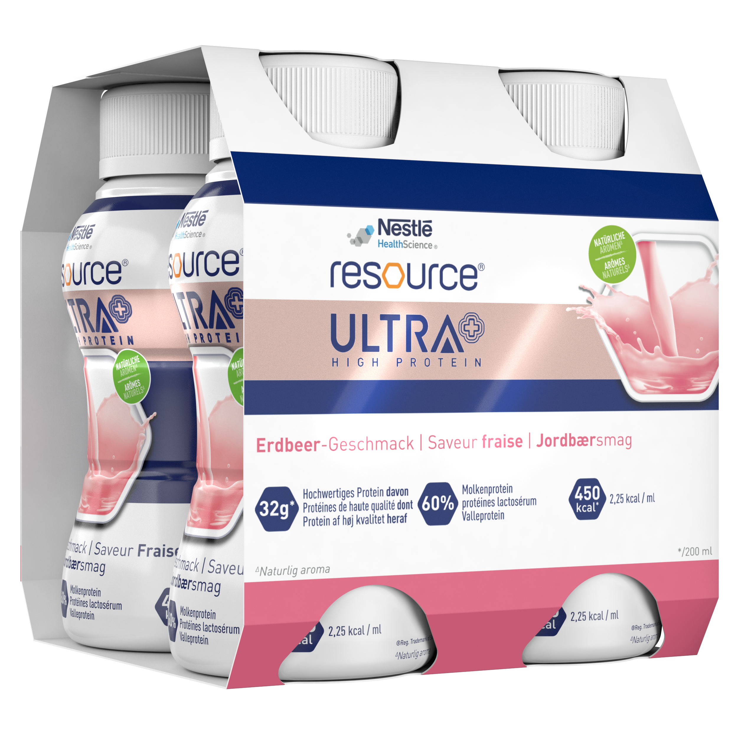 Nestle Resource Ultra + Truskawka, 4 x 200 ml