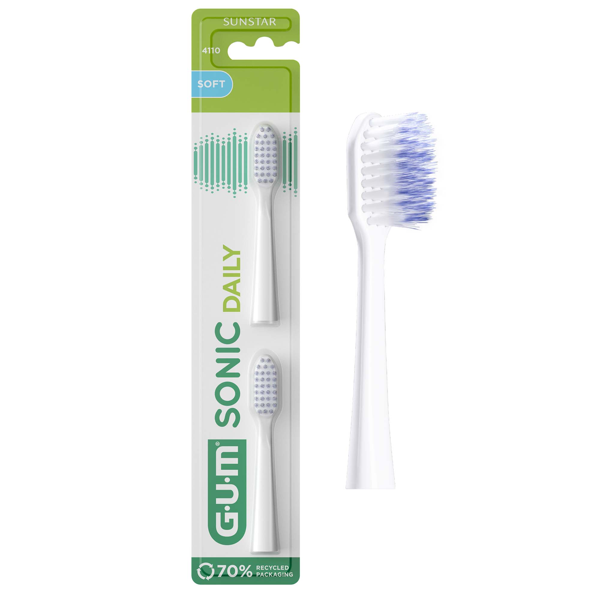 GUM Sonic Daily wymienne końcówki do szczoteczki sonicznej białe 2 sztuki zdjęcie