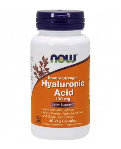 NOW Foods Hyaluronic Acid Double Strength 100 mg 60 kapsułek vege zdjęcie