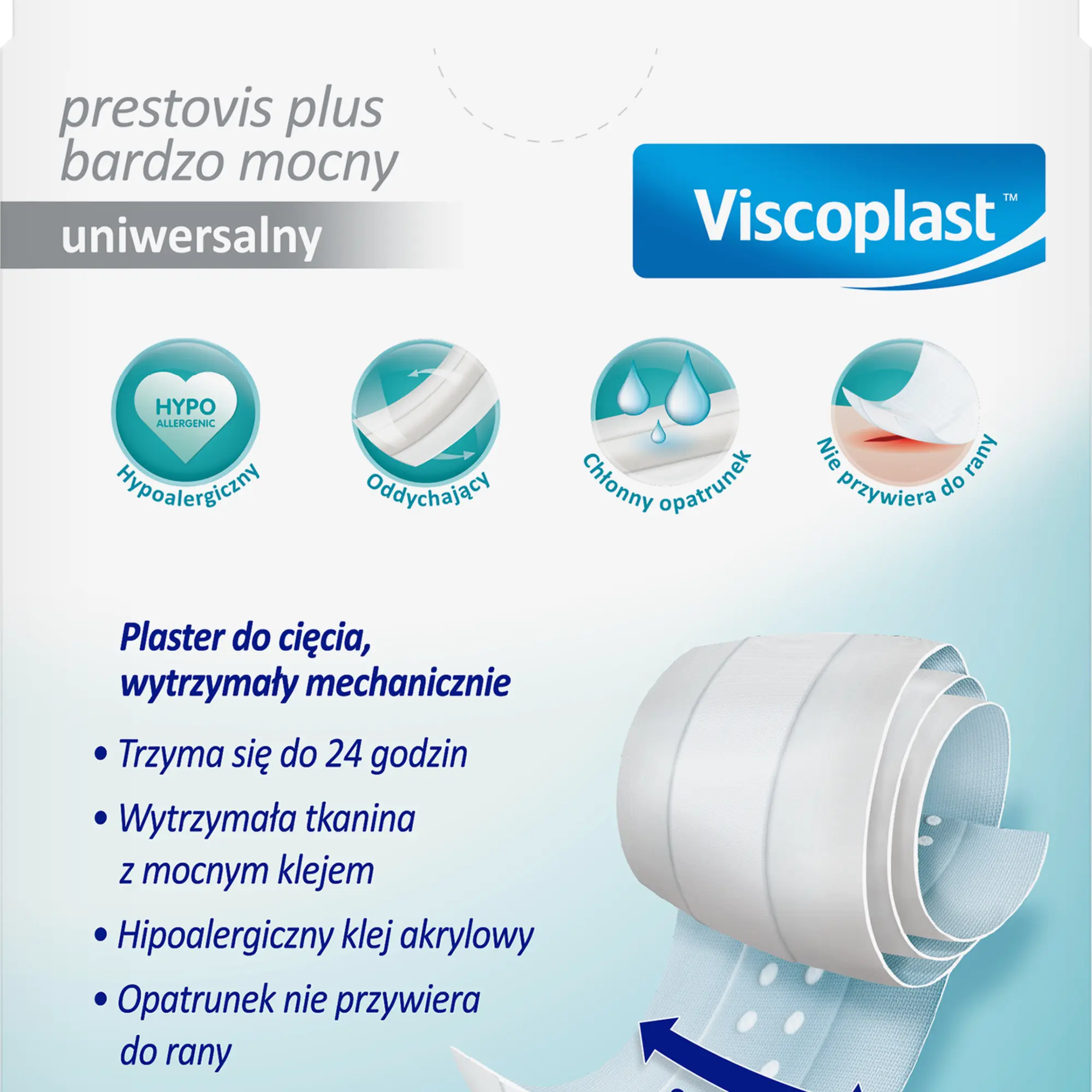 Viscoplast Prestovis Plus bardzo mocny plaster do cięcia 1 m x 8 cm 1 sztuka