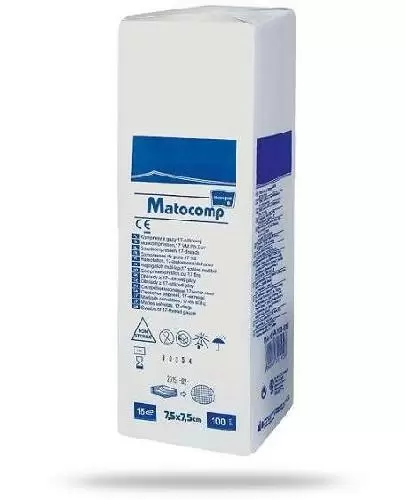 Matocomp kompresy niejałowe z gazy 13 nitkowej 12 warstwowe 7,5x7,5cm 100 sztuk zdjęcie