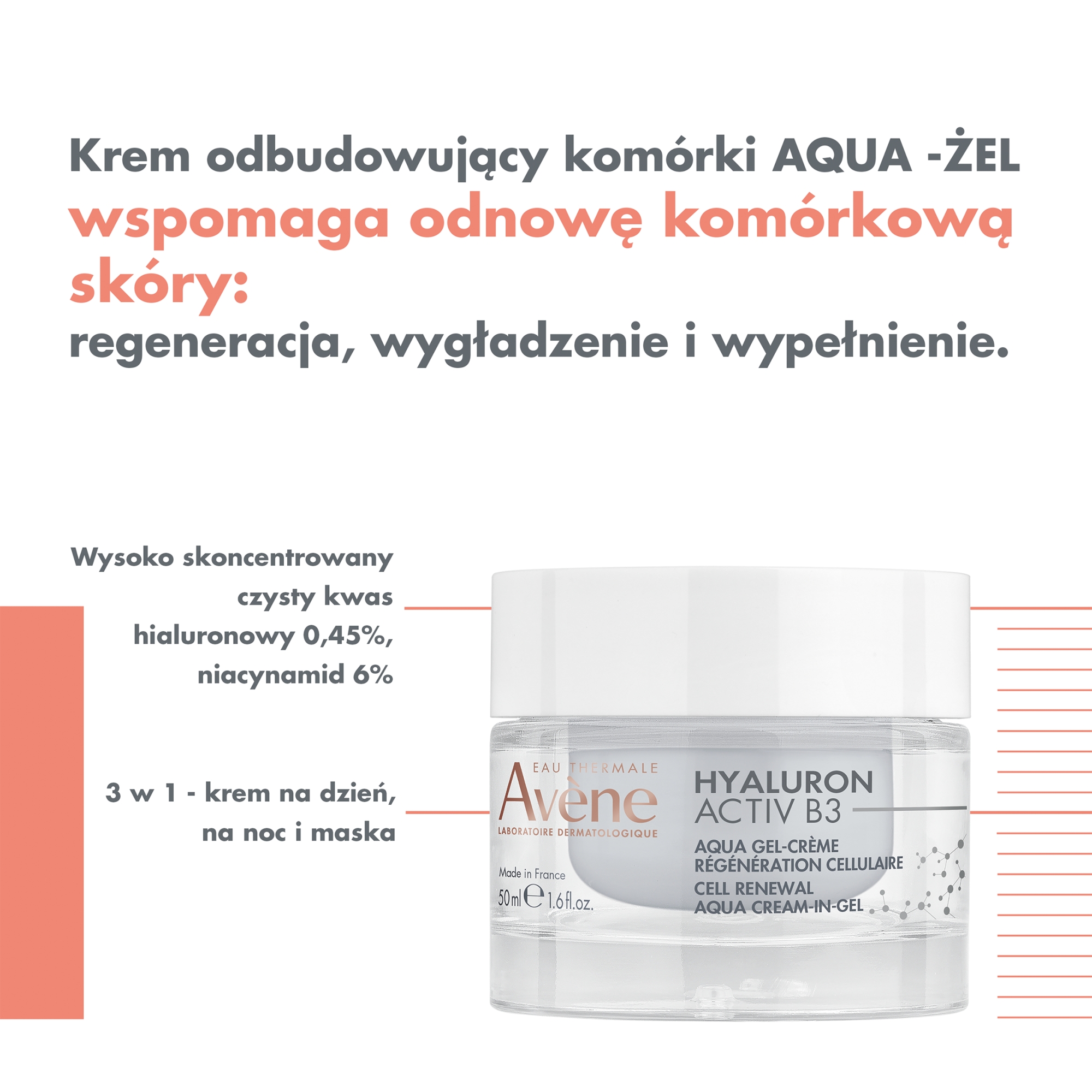 Avene Hyaluron Activ B3 krem odbudowujący komórki Aqua-Żel 50 ml