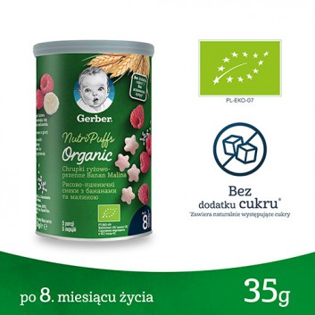 Nestlé Gerber Organic Nutri Puffs chrupki ryżowo-pszenne banan malina 35 g