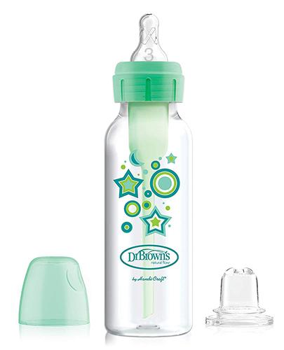 Dr Brown's Options+ Zestaw 'Od butelki do kubka' Butelka standard 250 ml ze smoczkiem i ustnikiem niekapkiem 6m+, kolor zielony - 1 szt. zdjęcie