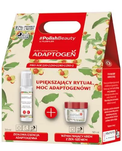 Flos-Lek Adaptogen Wzmacniający krem z żeń-szeniem 50 ml + Ziołowa esencja adaptogenna 30 ml [ZESTAW] zdjęcie