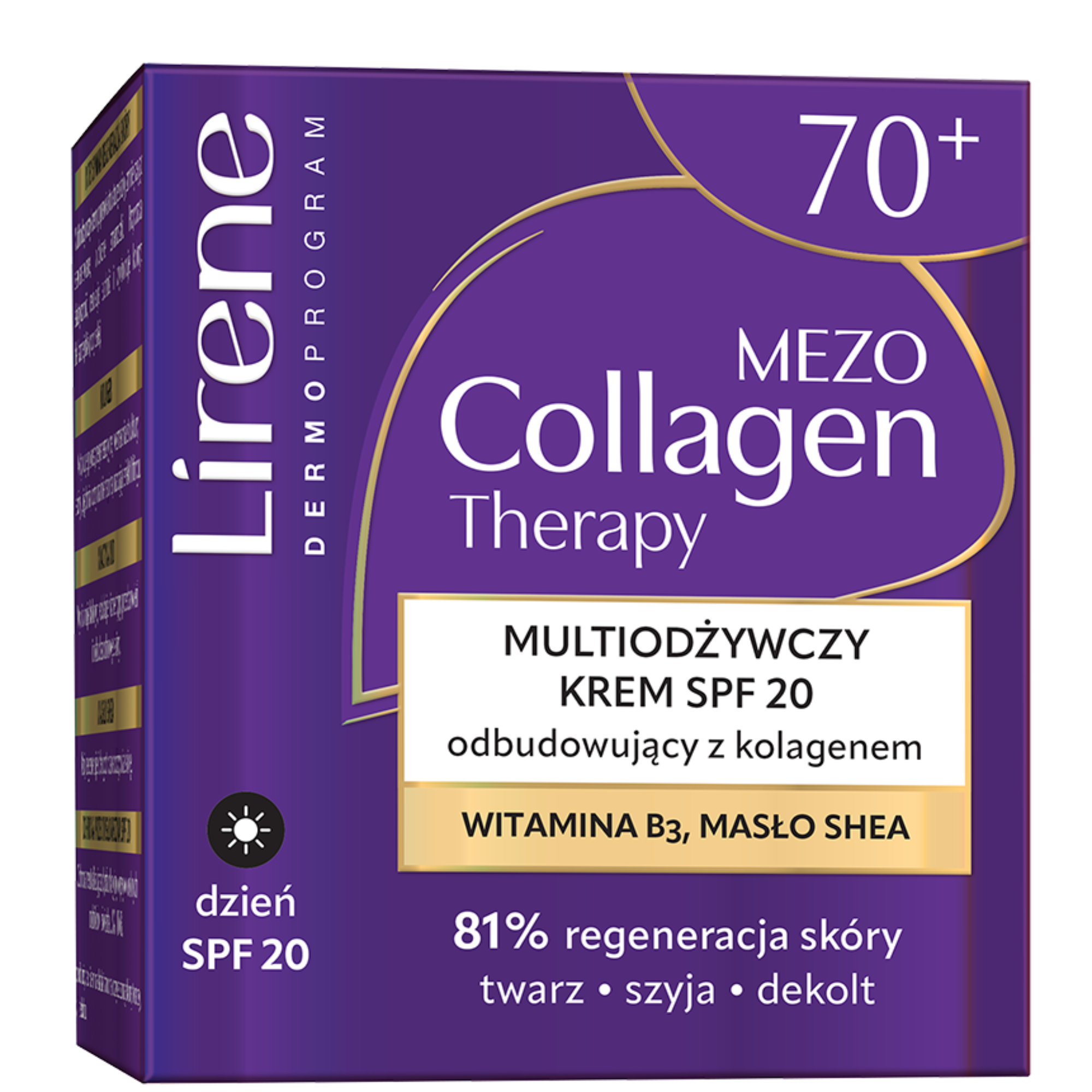 Lirene Multiodżywczy krem odbudowujący z kolagenem, na dzień, 70+, SPF 20, 50 ml zdjęcie