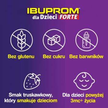 IBUPROM DLA DZIECI FORTE 200 mg/5 ml Zawiesina o smaku truskawkowym, 100 ml