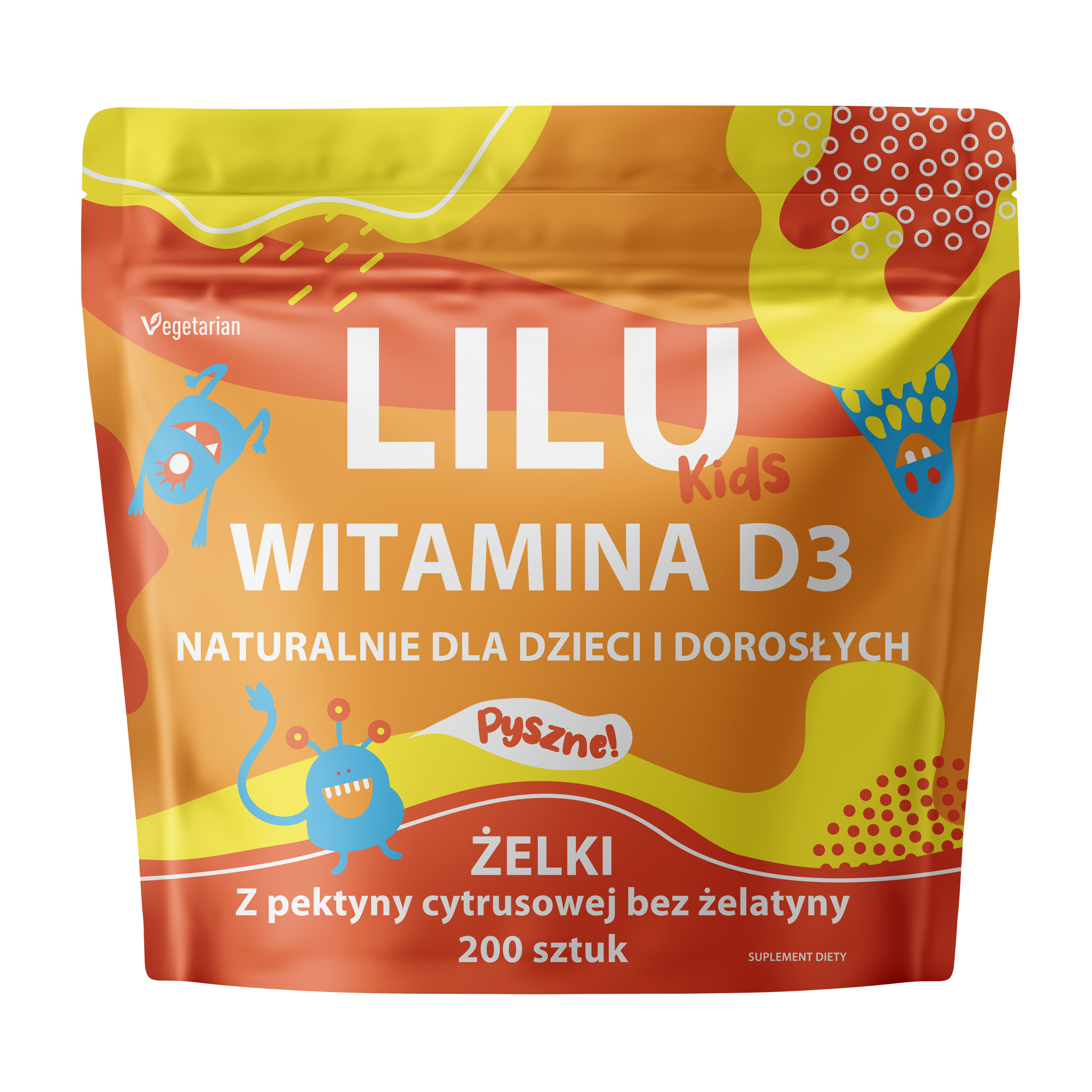 Lilu Kids Witamina D3 Żelki dla dzieci i dorosłych, 200 sztuk zdjęcie
