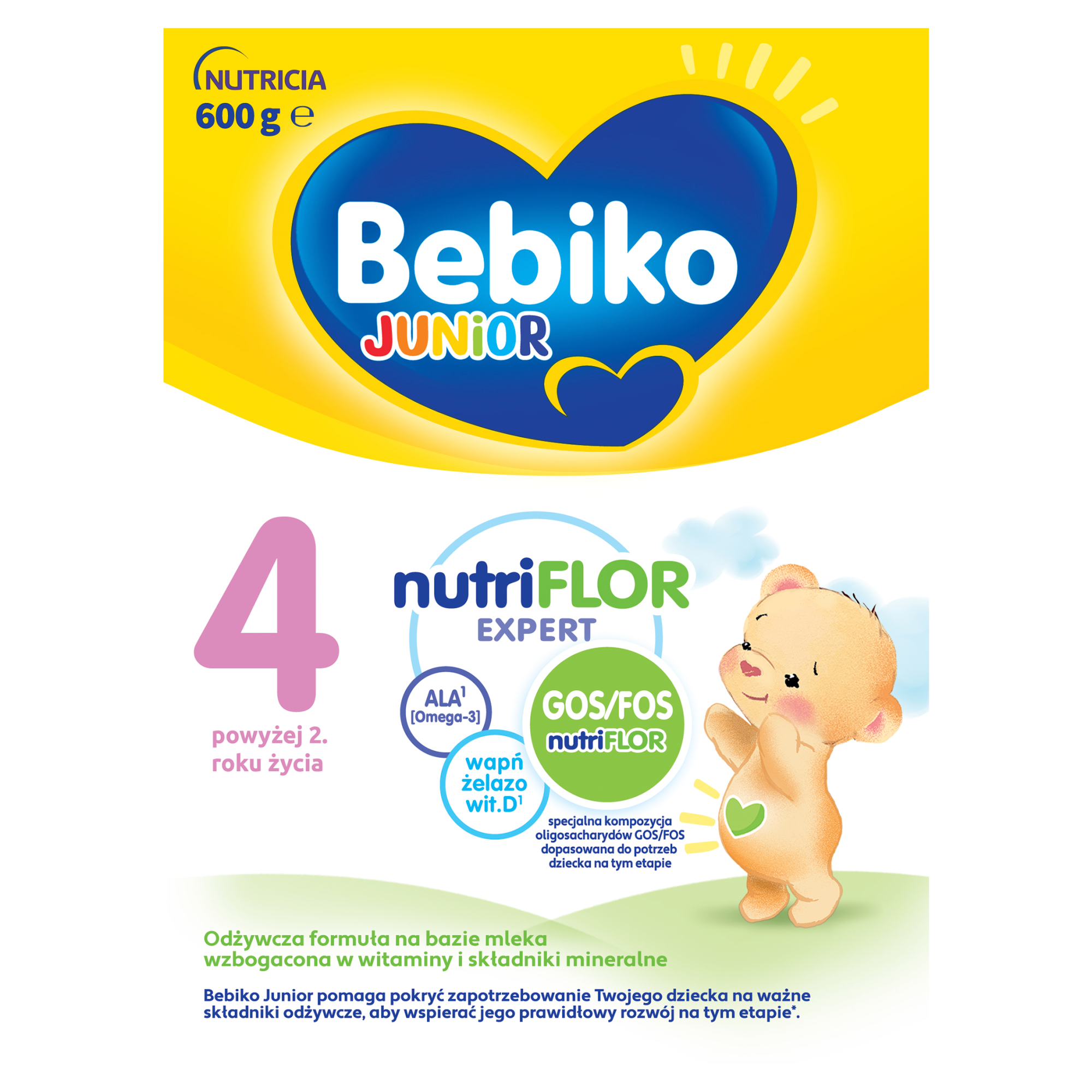 Bebiko Junior 4 NUTRIflor Expert, odżywcza formuła na bazie mleka, powyżej 2. roku życia, proszek, 600 g zdjęcie