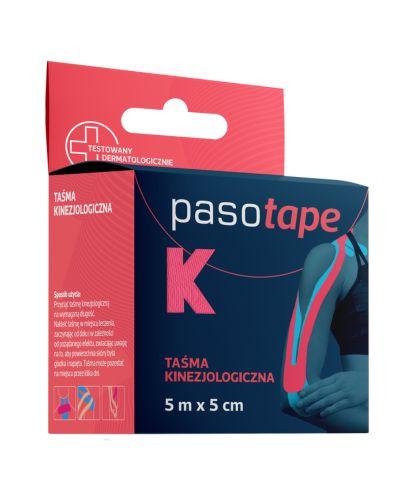 Pasotape Taśma kinezjologiczna 5 m x 5 cm Różowa, 1 sztuka zdjęcie