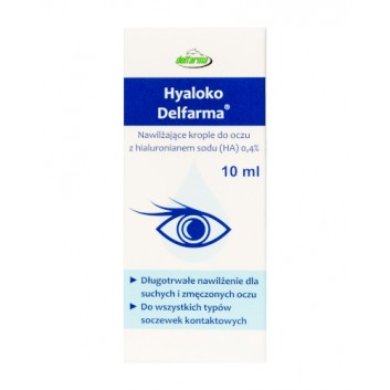 DELFARMA Hyaloko, Nawilżające krople do oczu z hialuronianem sodu 0,4%, 10 ml