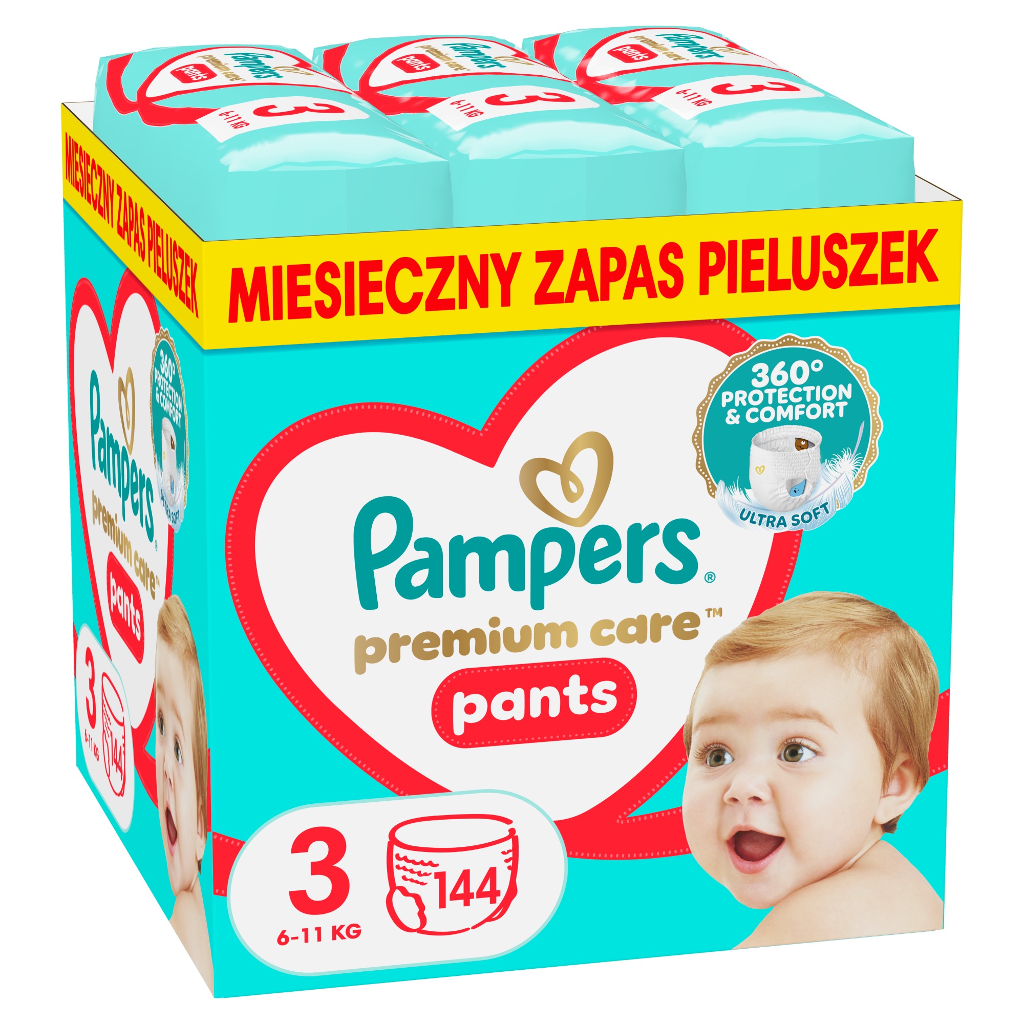 Pampers Premium Care Pants Pieluchomajtki rozmiar 3 6-11 kg, 144 sztuk zdjęcie