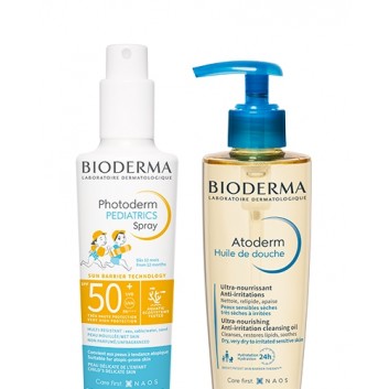 Bioderma Zestaw Atoderm Huile de douche, 200 ml + Photoderm Pediatrics Spray SPF 50+, 200 ml zdjęcie