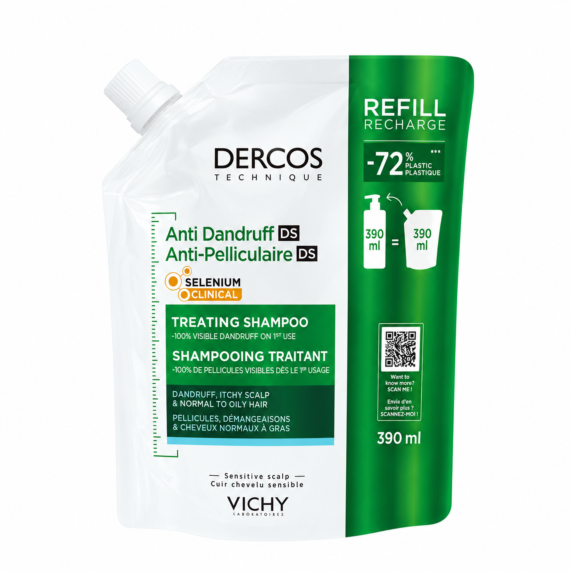 Vichy Dercos Szampon przeciwłupieżowy Refill, 390 ml