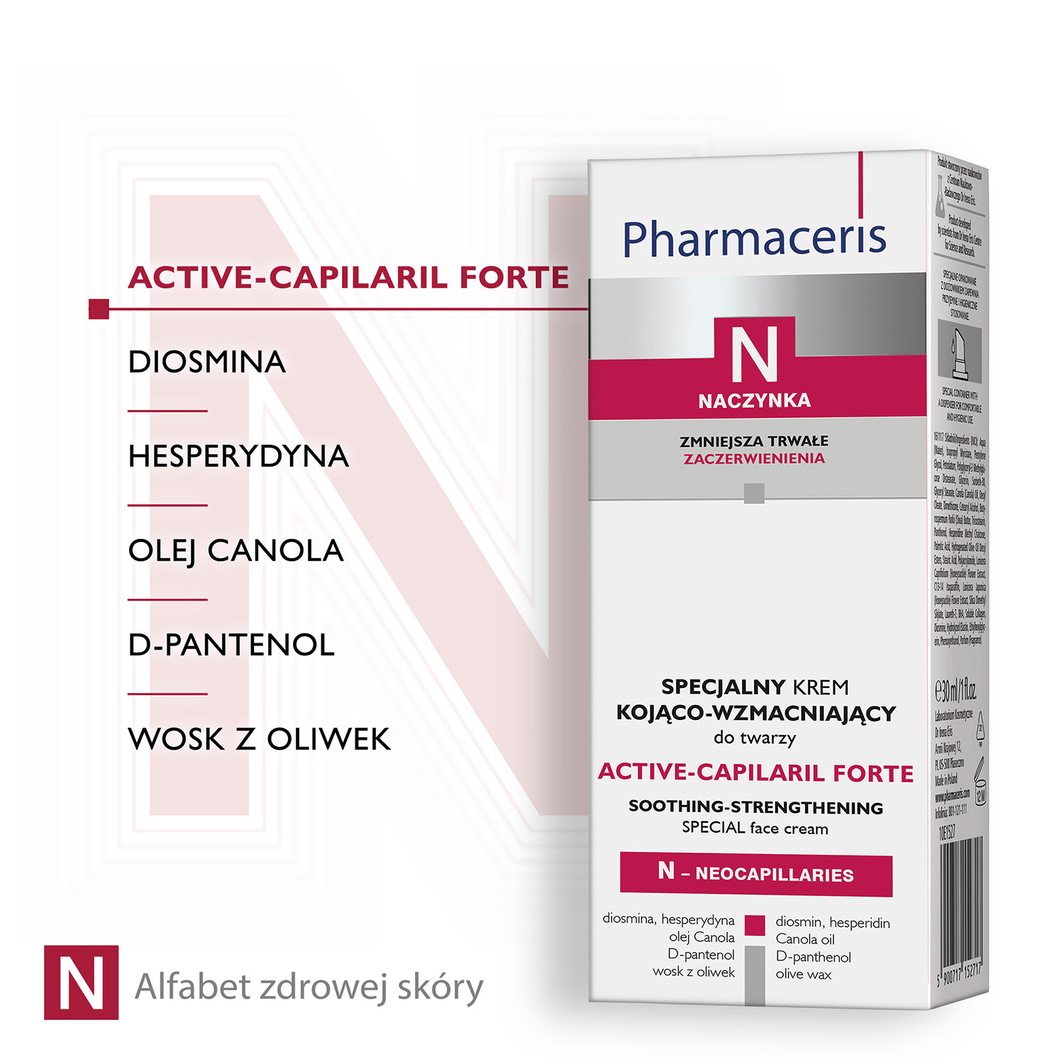PHARMACERIS N ACTIV CAPILARIL Krem do twarzy kojąco-wzmacniajacy do twarzy, 30 ml 