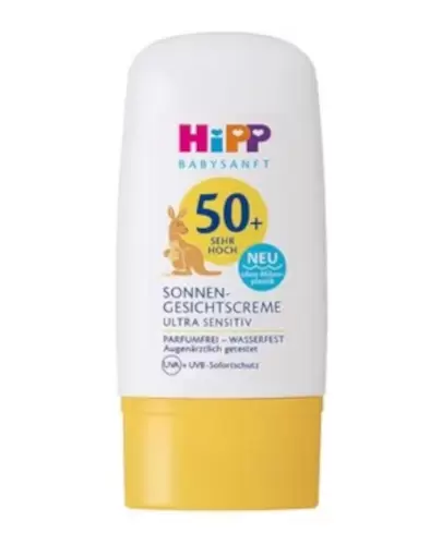 HiPP BabySanft, Krem ochronny do twarzy, na słońce SPF50+ Ultra Sens, 30 ml zdjęcie