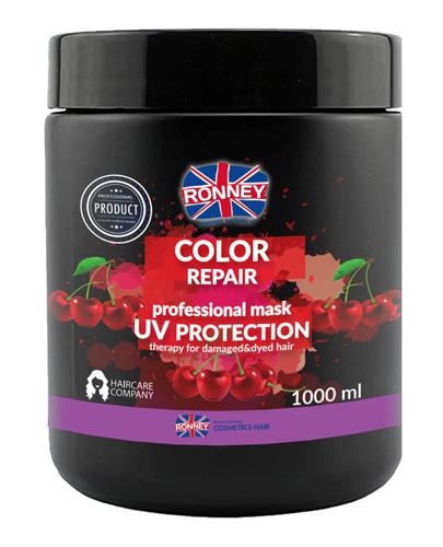 Ronney Professional Mask Color Repair Cherry UV Protection Maska do włosów farbowanych wiśniowa, 1000 ml zdjęcie